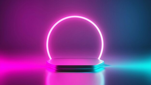 3d Render Abstract Minimal Neon Fondo Rosa y Azul