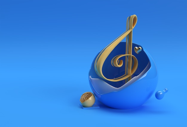 3D Render Abstract Music Note Banner Flyer Poster 3D-Illustration Design.