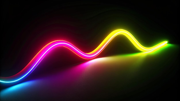 3d render abstract neón colorido de fondo con luz brillante