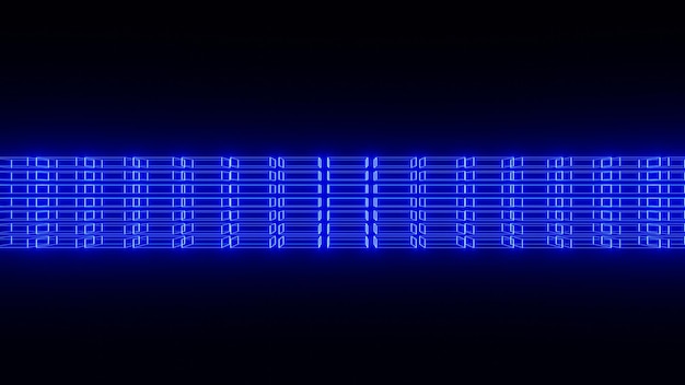 3D Render abstracto azul brillante, centro de datos, hosting, internet, fondo cibernético