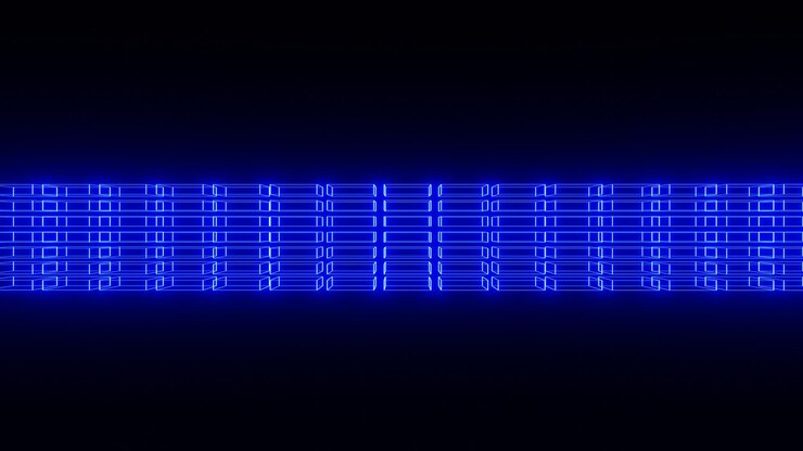 Foto 3d render abstracto azul brillante, centro de datos, hosting, internet, fondo cibernético