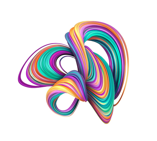 3d render abstracto colorido forma retorcida distorsionada