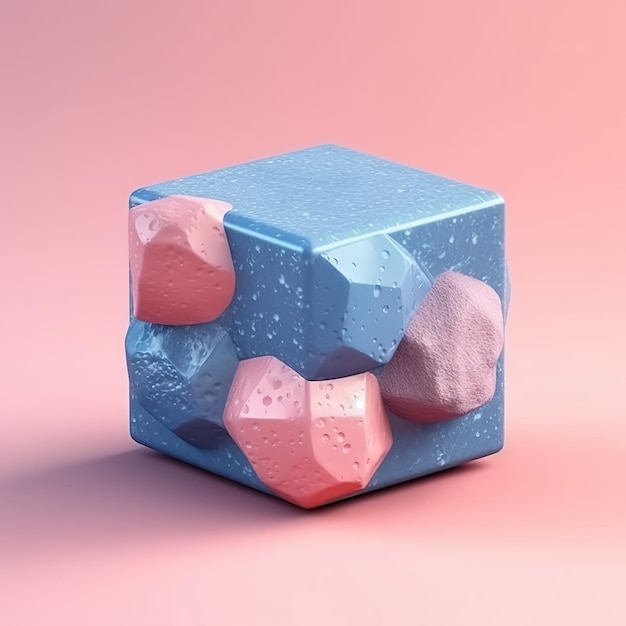 3d render abstracto emocional cara icono cuadrado emoji lindo tonto cúbico juguete