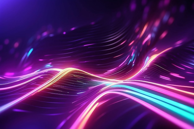 3d render abstracto fondo futurista rayos de neón ultravioleta velocidad de la luz líneas brillantes de colores