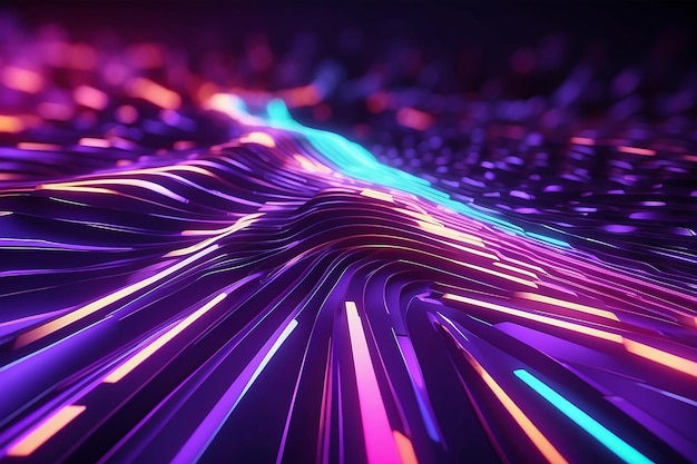 3d render abstracto fondo futurista rayos de neón ultravioleta velocidad de la luz líneas brillantes de colores