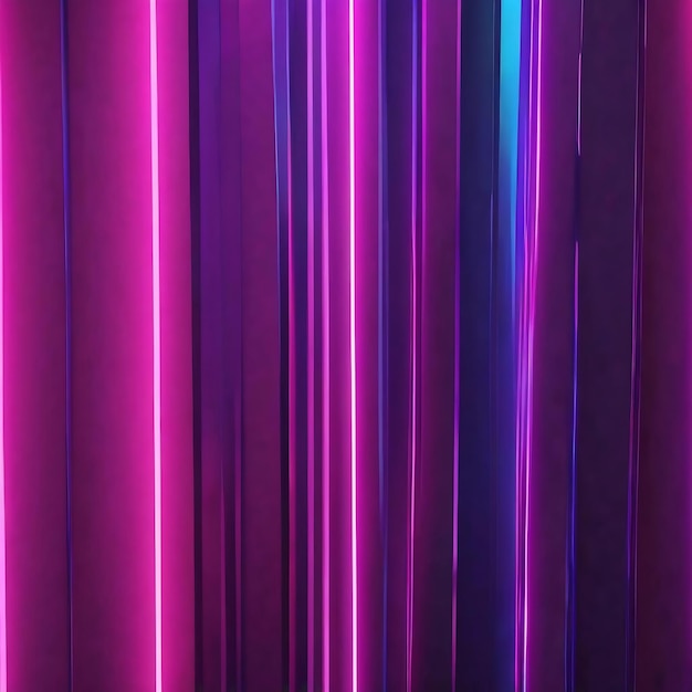 Foto 3d render abstracto fondo mínimo vertical rosado azul líneas de neón que brillan en el espectro ultravioleta