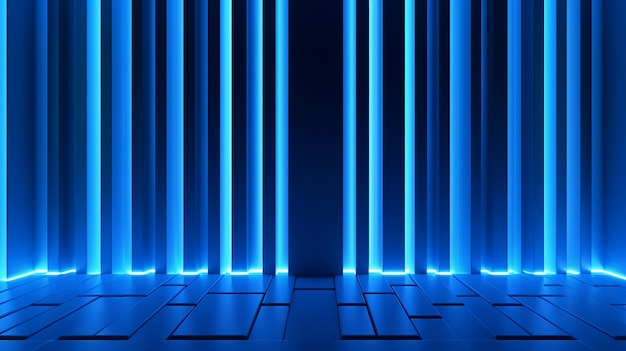 3d render abstracto fondo de neón mínimo con línea generativa azul brillante ai