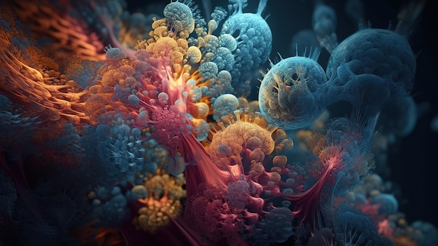 3d render abstracto fractal fondo microbiológico formas Generativo Ai