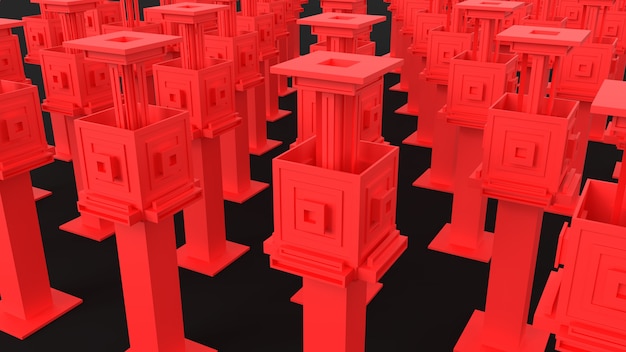 3D-Render abstrakte rote geometrische Strukturen