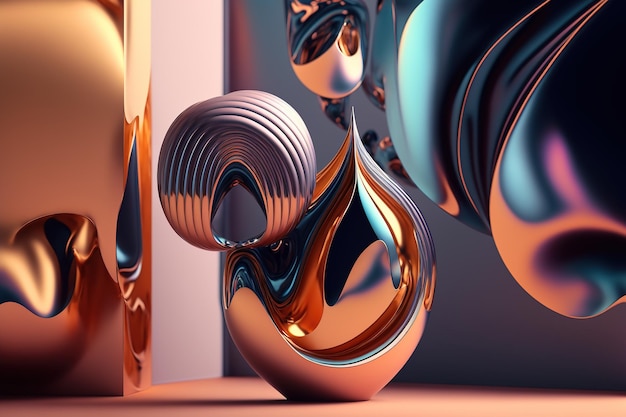 3D render abstrakten geometrischen Hintergrund holografische kreative Formen