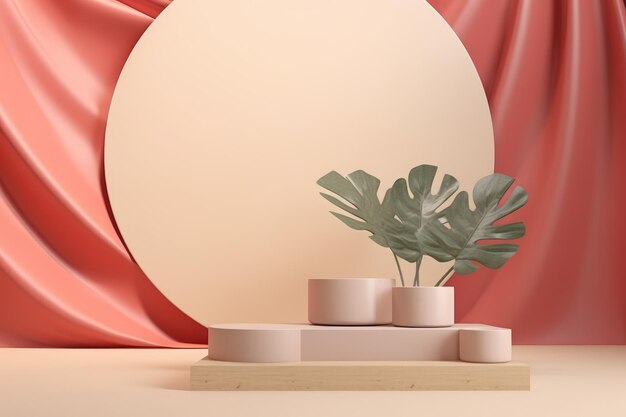 3d render abstrato fundo produtos cosméticos pódio