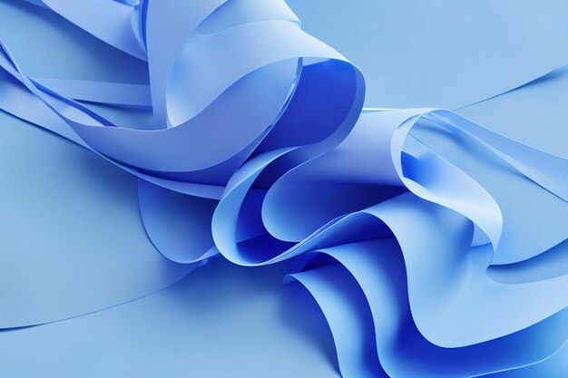 3d render abstrato moderno fundo azul fitas dobradas macro moda papel de parede com camadas onduladas e babados