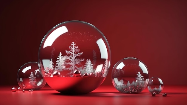 3d render adornos y adornos navideños festivos Ai generativo