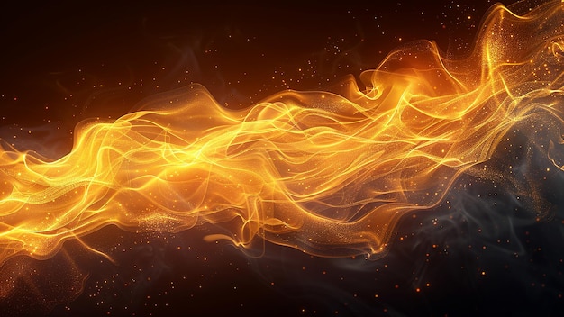 3D render amarillo corriente de luz parpadeó rápidamente con un gradiente amarillo oscuro en el fondo negro
