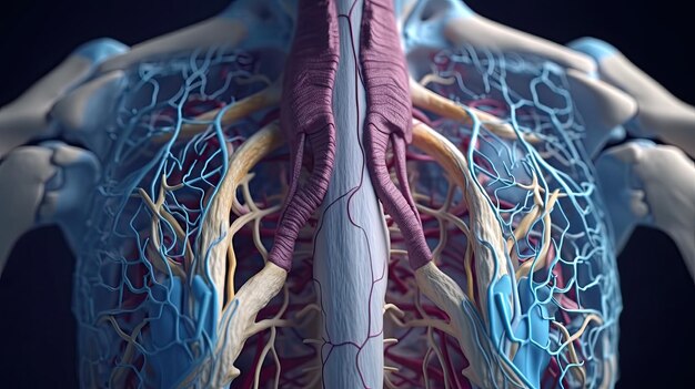 3D Render de anatomía humana el diafragma torácico