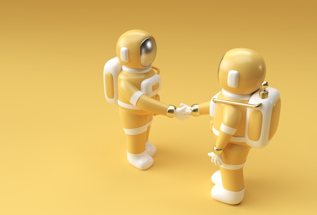 3D Render Astronaut Hand Shake Geste 3D-Illustration Design.