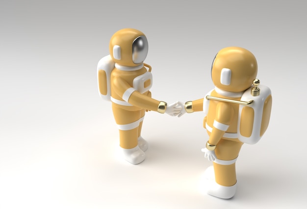 3D Render Astronaut Hand Shake Gesture Diseño de ilustración 3d.