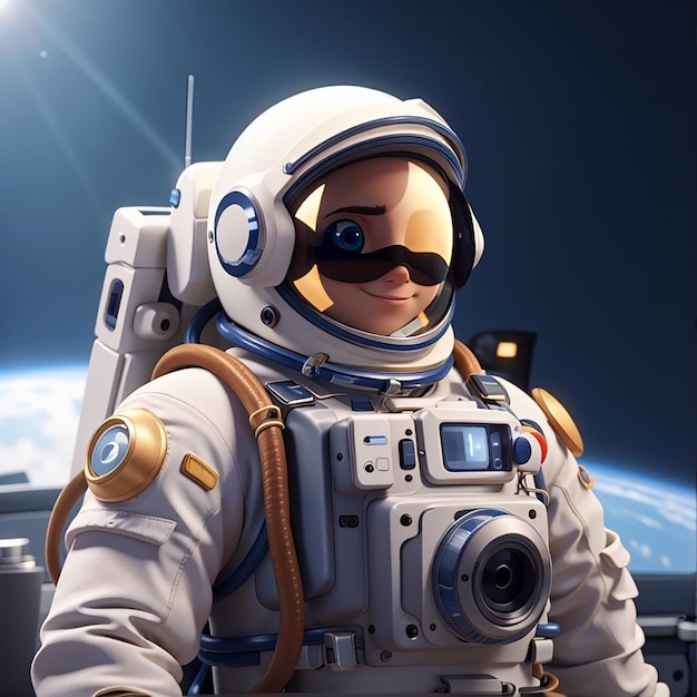 3d render astronauta astronauta com despertador design de ilustração 3d