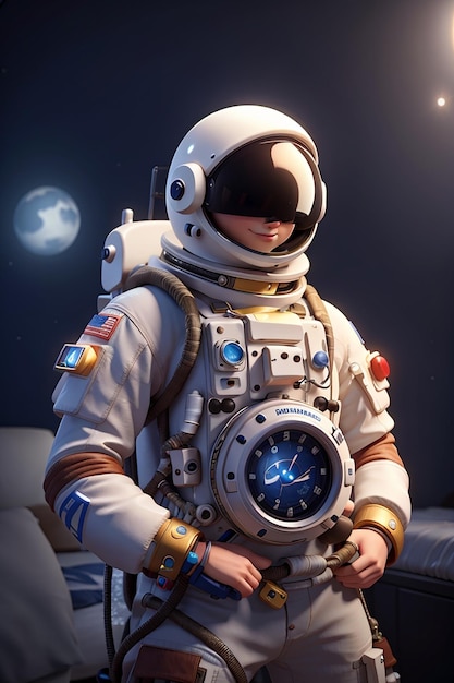 3d render astronauta astronauta com despertador design de ilustração 3d