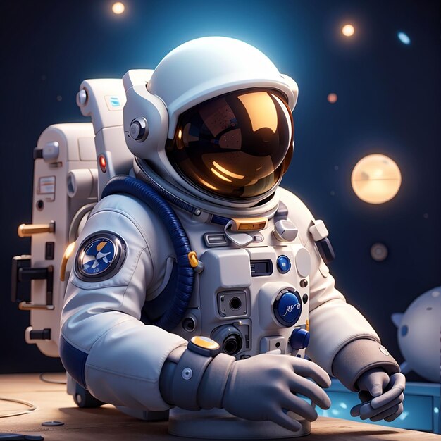 3d render astronauta astronauta com despertador design de ilustração 3d