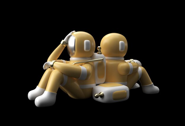 3d Render Astronauta Astronauta Dolor de cabeza Decepción Cansado Caucásico o Vergüenza Diseño de ilustración 3d del gesto