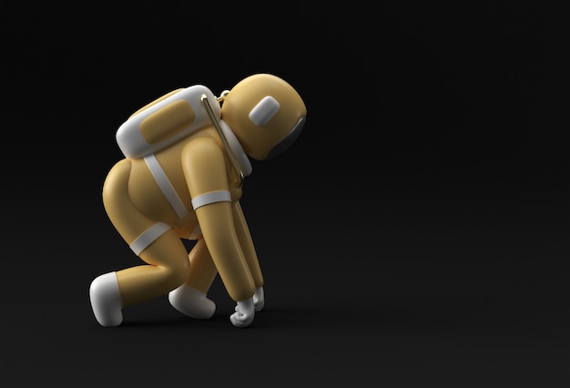 3d render astronauta astronauta ejecutando diseño de ilustración 3d.