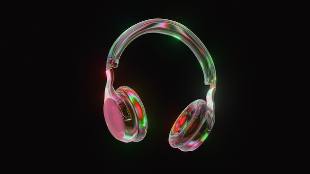 3D Render auricular aislado sobre fondo negro