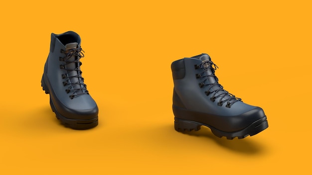 3d render azul botas ir paso moda fondo