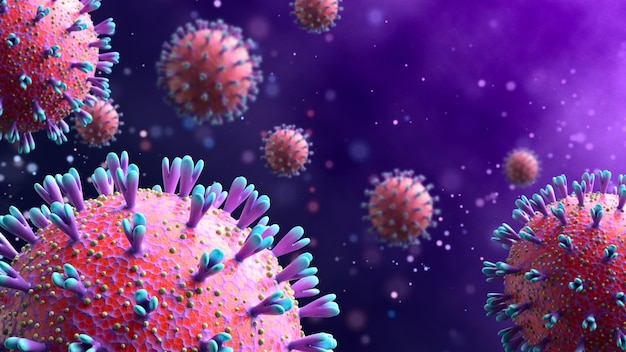 3D render bacterias virus3d render microbio Bacterias virus o gérmenes microorganismos células bajo microscopio