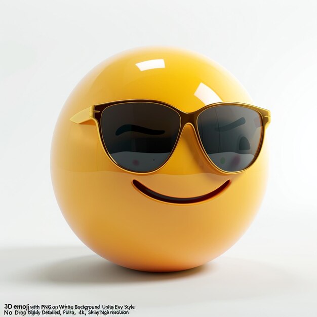 3D-Render-Bild lächelndes cooles gelbes Emoticon oder Emoji