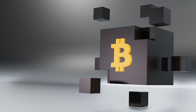 3D Render Bitcoin Blockchain