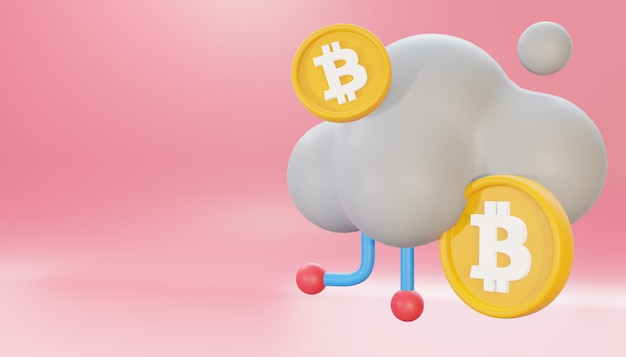 Foto 3d render bitcoin cloud