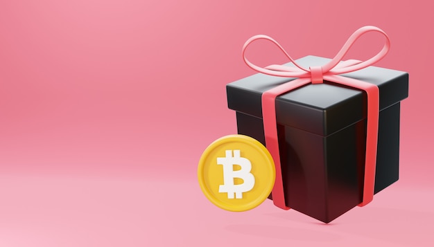 3D-Render Bitcoin-Geschenk