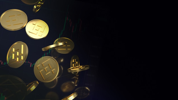 3d render bitcoins dourados flutuando em um fundo escuro