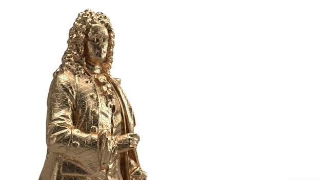 3D-Render Büste Gold isoliert Goldene männliche Form mit komplizierten Details