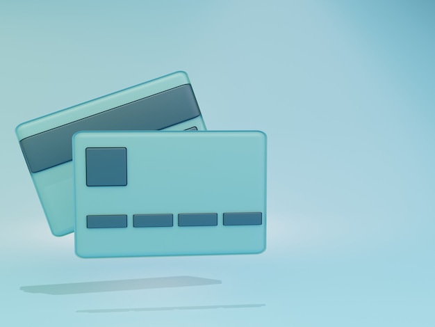 3D render cartão de crédito simples com fundo verde