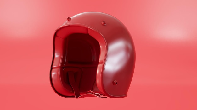 3D Render de un casco rojo sobre un fondo de color