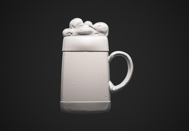 3d, render, de, cerveza, en, vidrio