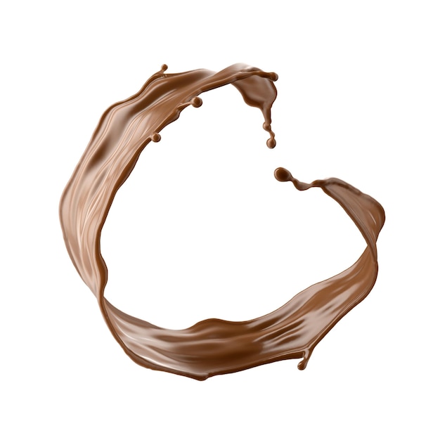 3d render chocolate salpicadura bebida de cacao o café salpicando ingrediente de cocina