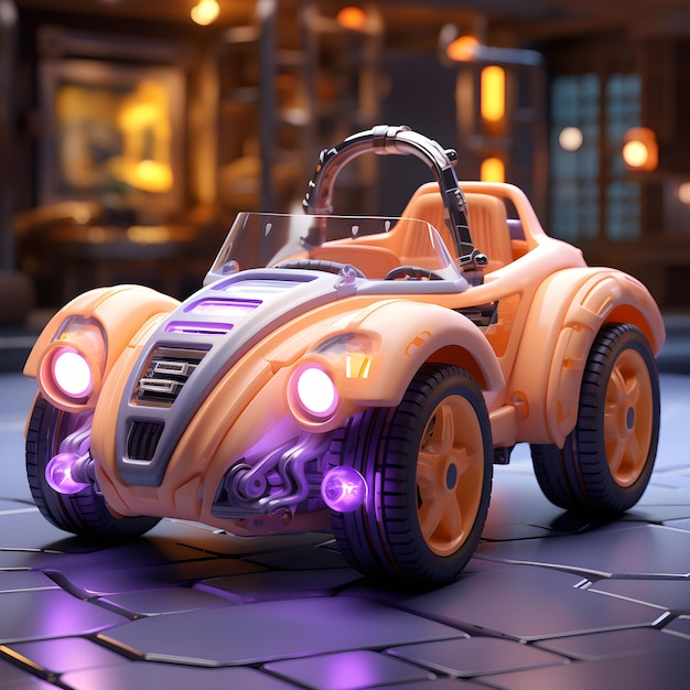 3d render coche de dibujos animados de ciencia ficción