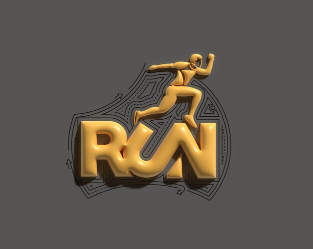 3d render conceito de esporte e atividade man runner jogger championship 3d art design ilustração