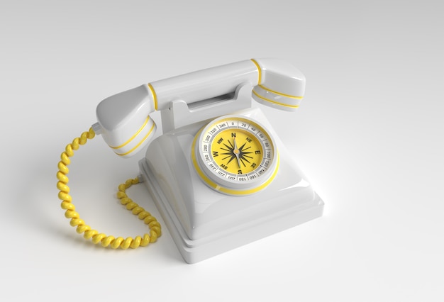 3d render concept of old telephone 3d art design illustration.