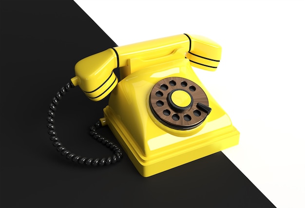 3D Render Concept of Old Telephone 3D art Design illustration.