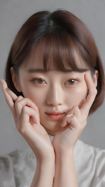 3d render coreano dedo símbolo del corazón te quiero