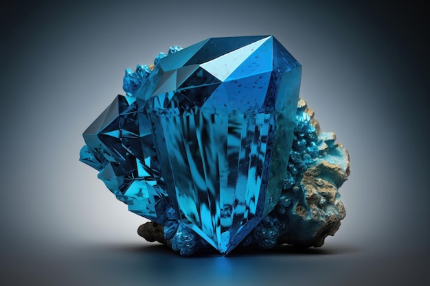 3D render cristal azul isolado na geração de IA de pepita natural de gema de fundo branco