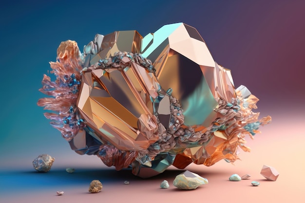 3d render cristal sobre fondo pastel gema accesorio esotérico Generación AI