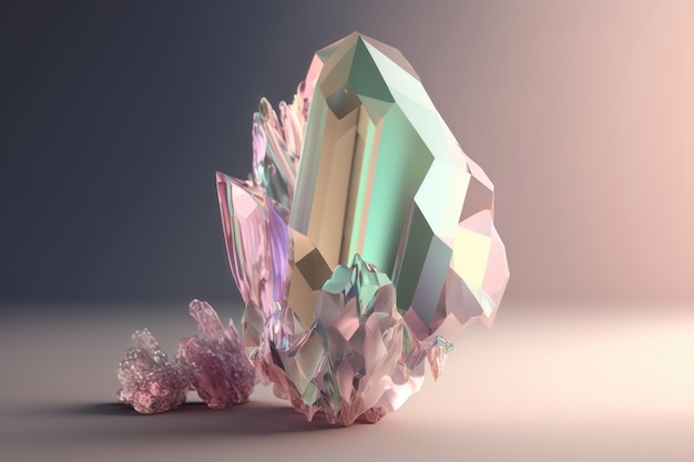 3d render cristal sobre fondo pastel gema accesorio esotérico Generación AI