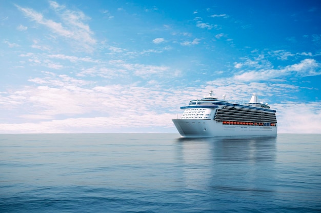 3d render de un crucero en el mar azul perfecto