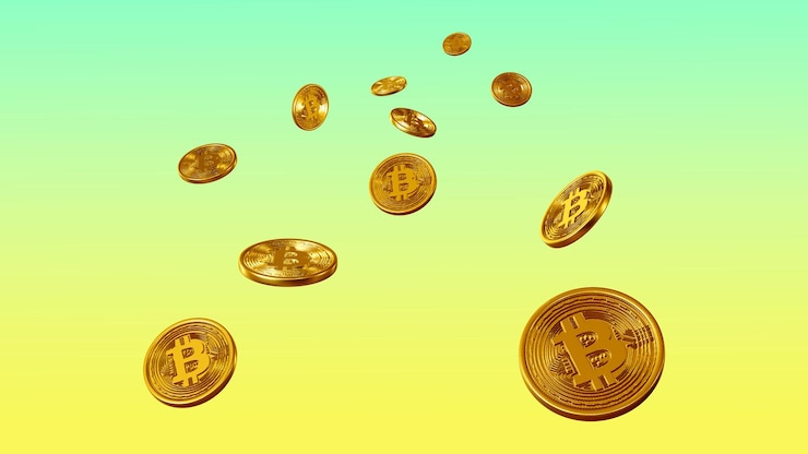 Foto 3d render cryptp moneda bitcion concepto idea
