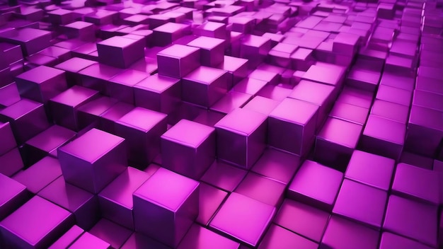 Foto 3d render cubo roxo quadrado fundo abstrato